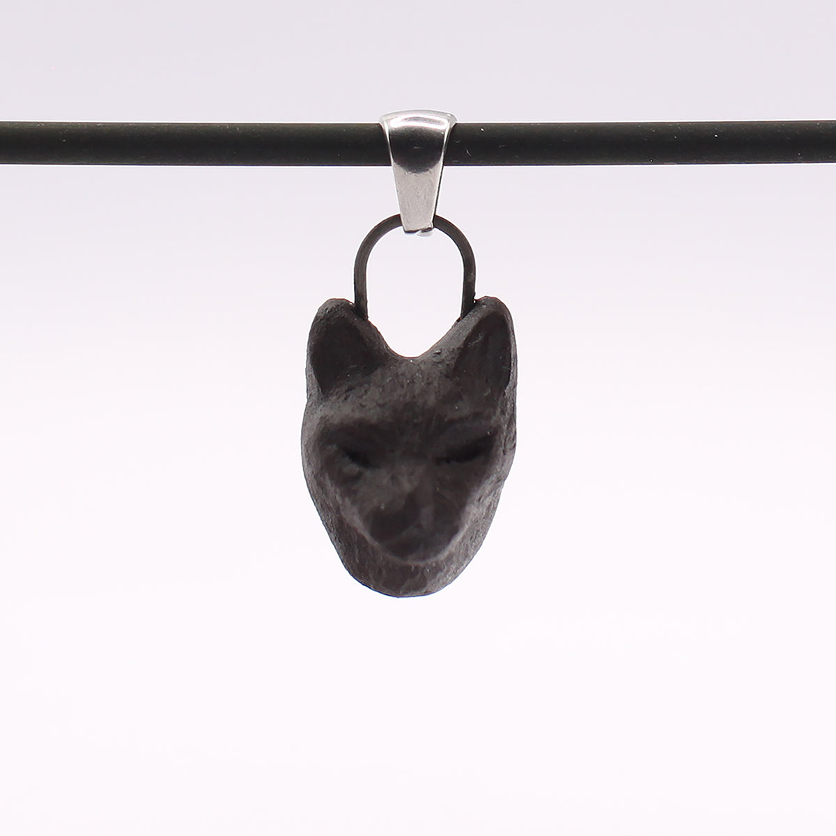 Black Stoneware Cat Pendant