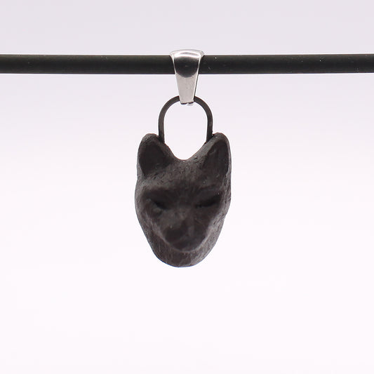 Black Stoneware Cat Pendant
