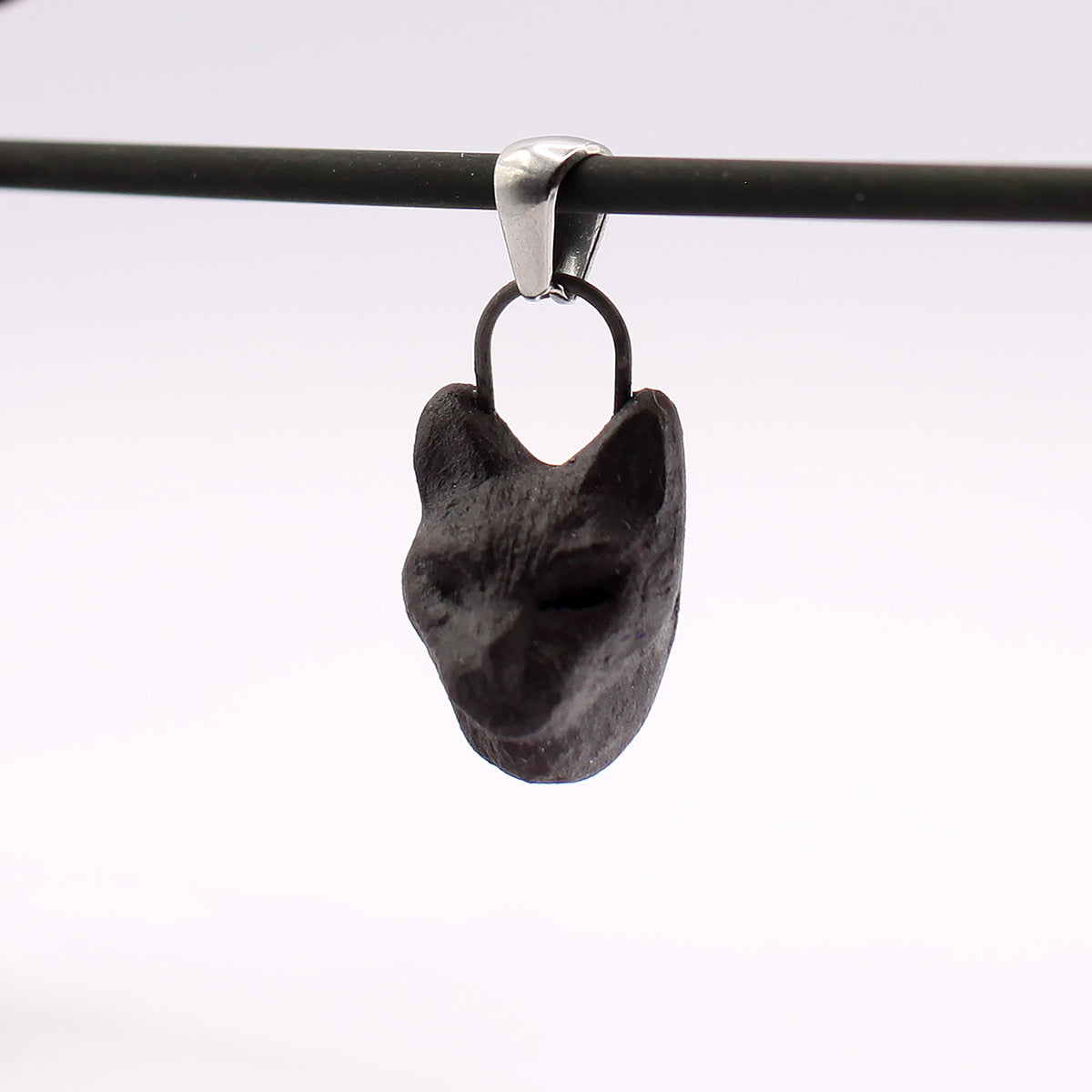 Black Stoneware Cat Pendant