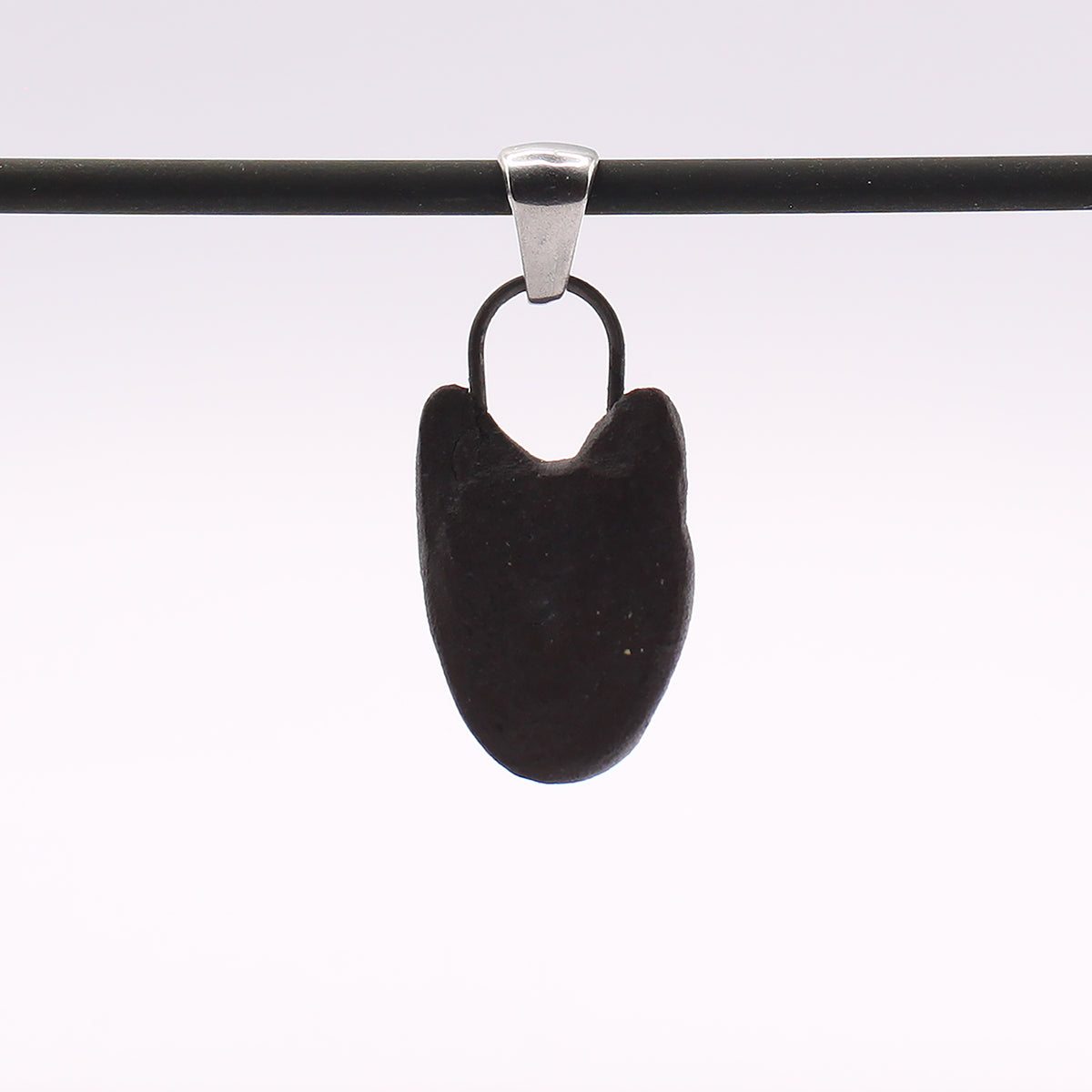 Black Stoneware Cat Pendant