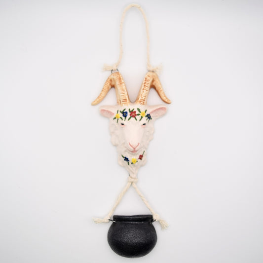 Porcelain Goat & Cauldron Wall Decor