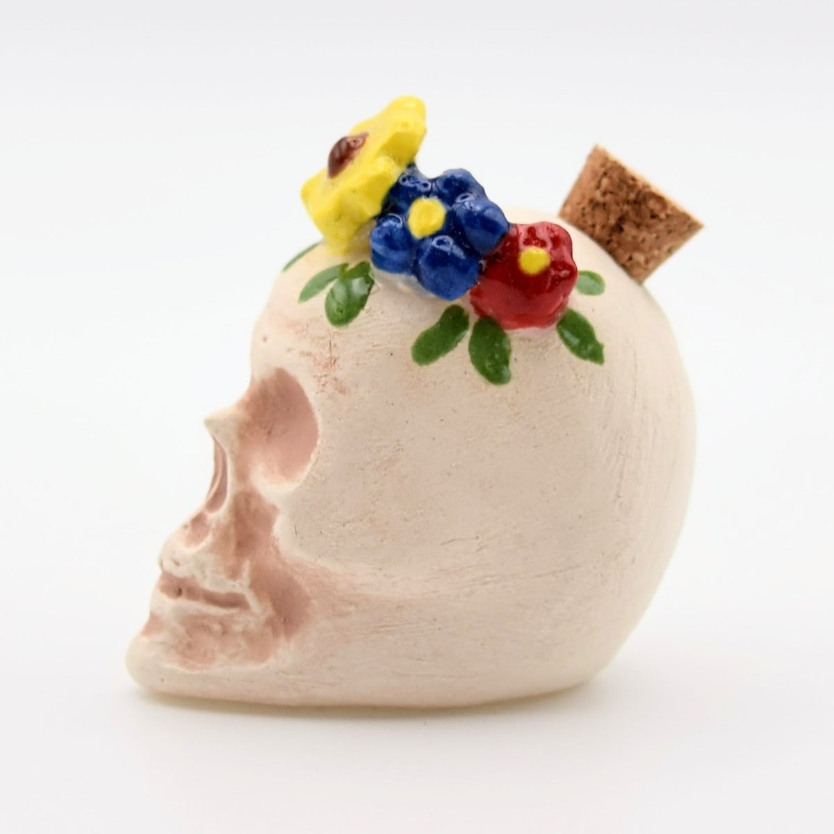Mini Ceramic Skull Bottle