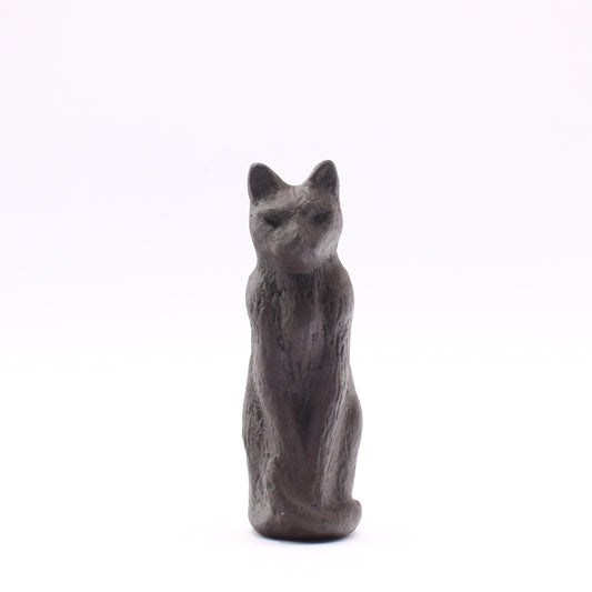 Mini Black Stoneware Cat Figurine