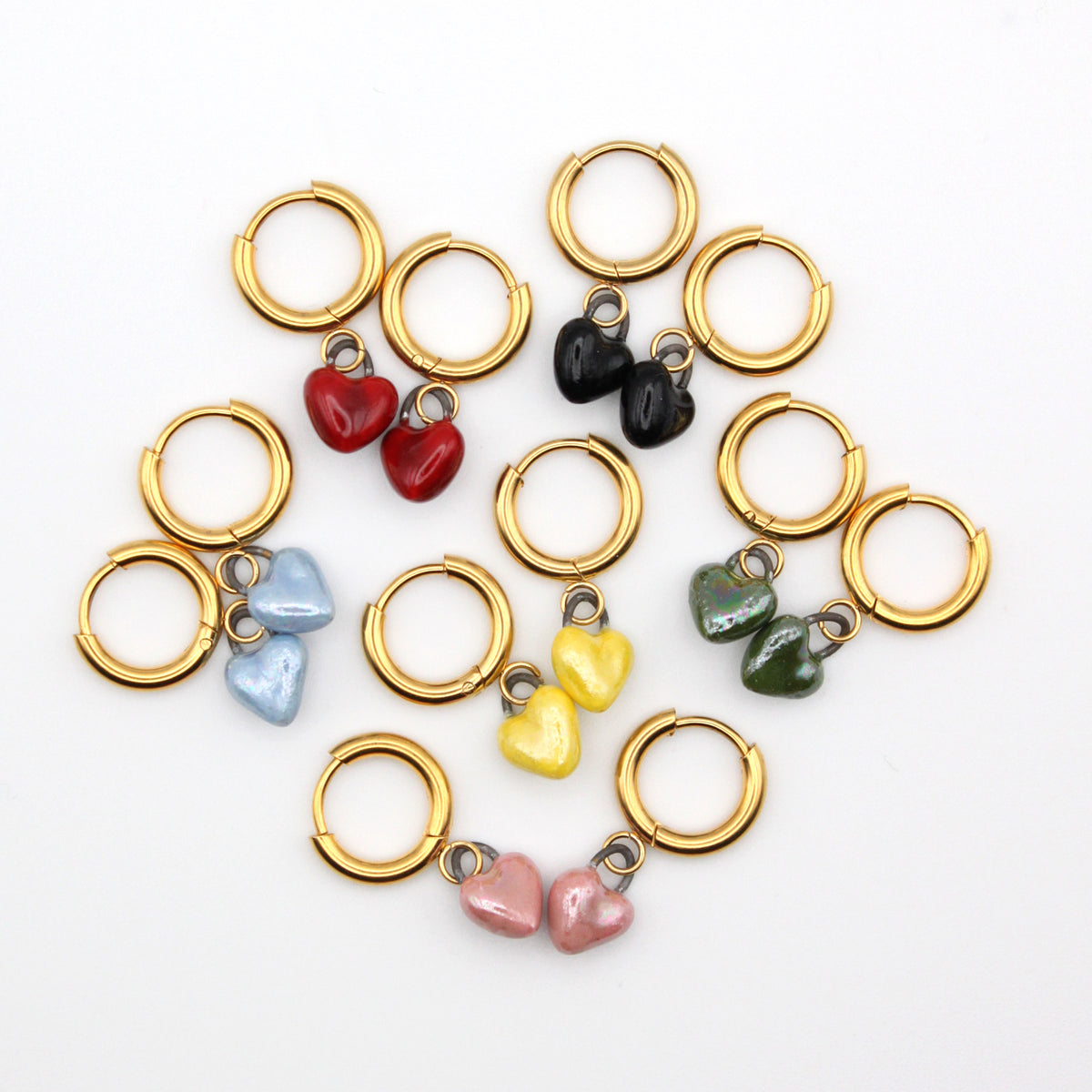Mini Porcelain Heart Earrings