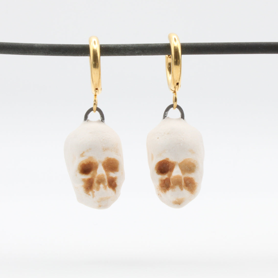 Mini Porcelain Skull Earrings
